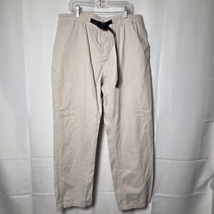 Gramicci Pant Straight Loose Fit Beige Tan Men's XL Made USA Belt Twill Cotton